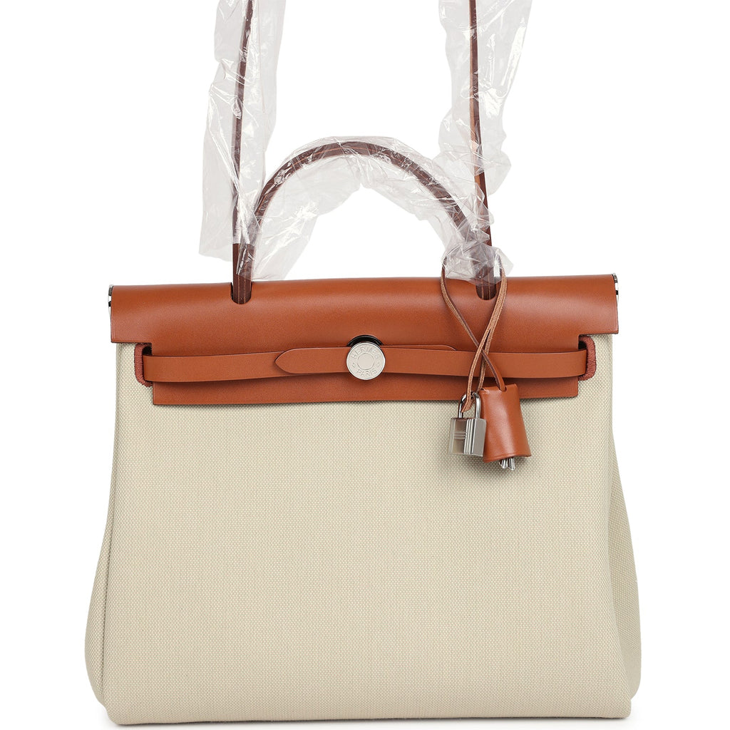 Hermès Herbag Zip PM 31 Beton Toile H & Fauve Vache Hunter Palladium Hardware