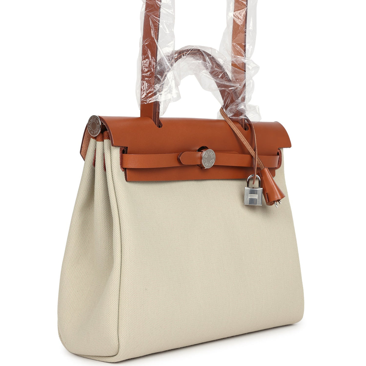 Hermès Herbag Zip PM 31 Beton Toile H & Fauve Vache Hunter Palladium Hardware