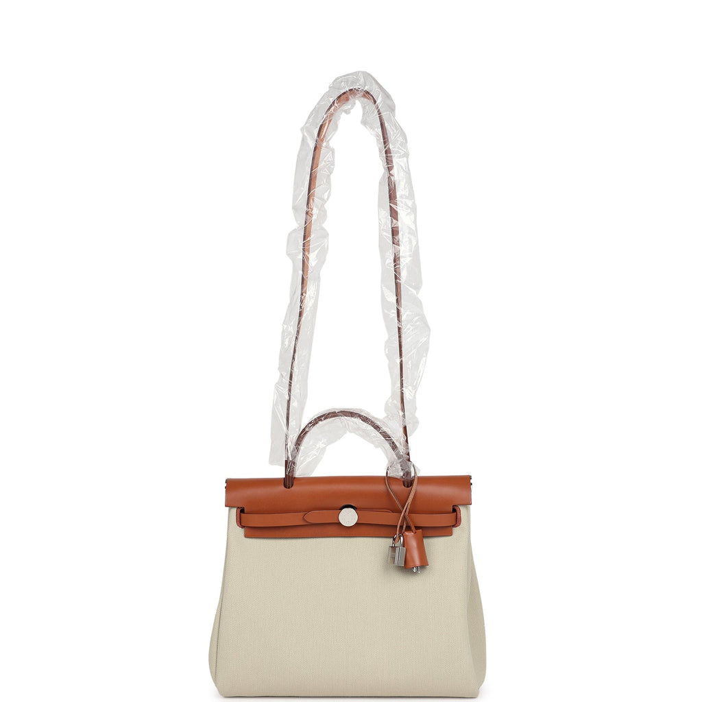 Hermès Herbag Zip PM 31 Beton Toile H & Fauve Vache Hunter Palladium Hardware