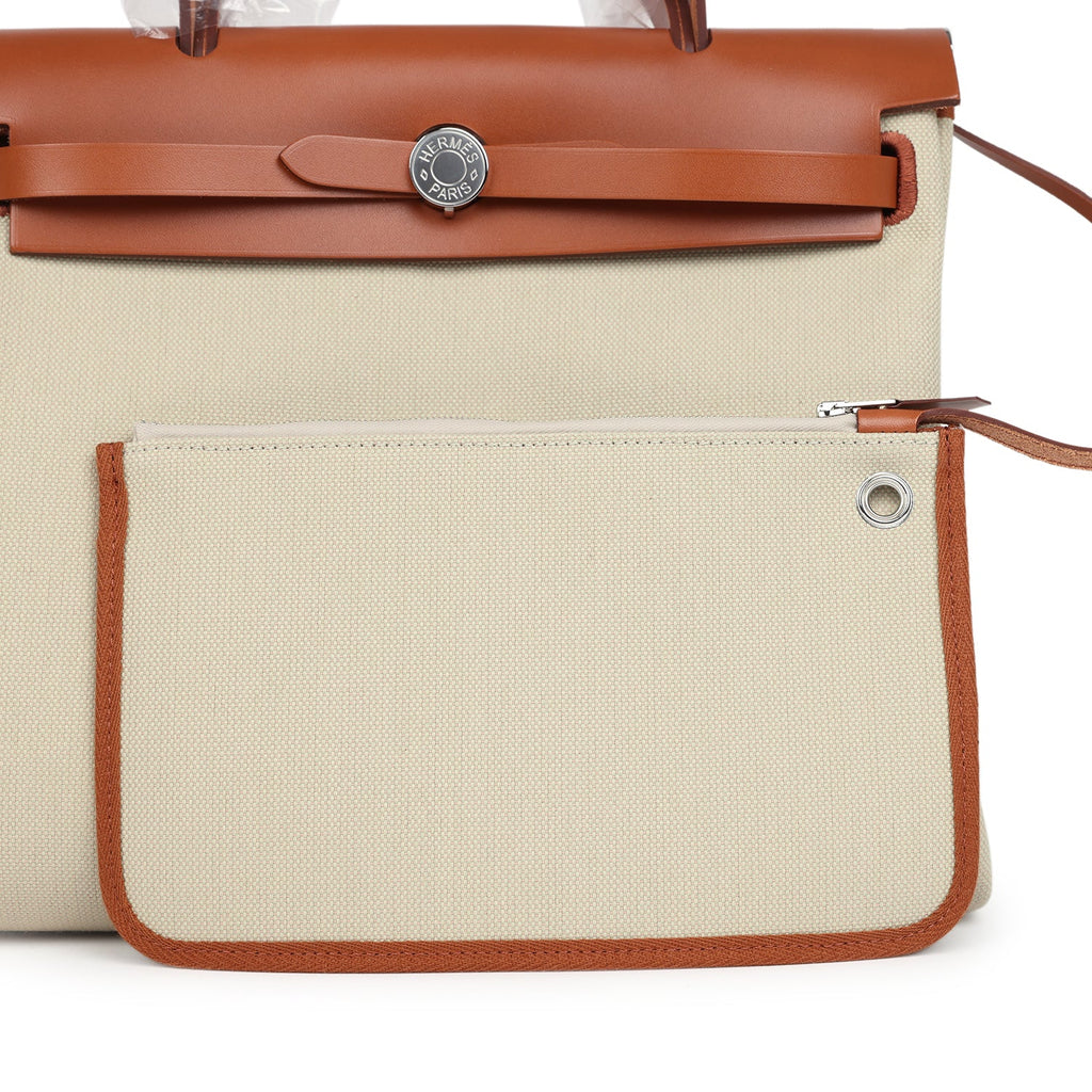 Hermès Herbag Zip PM 31 Beton Toile H & Fauve Vache Hunter Palladium Hardware