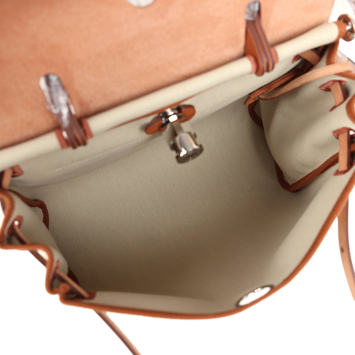 Hermès Herbag Zip PM 31 Beton Toile H & Fauve Vache Hunter Palladium Hardware