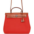 Hermès Herbag Zip PM 31 Capucine Toile H Berline Vache Fauve Hunter Naturel Palladium Hardware