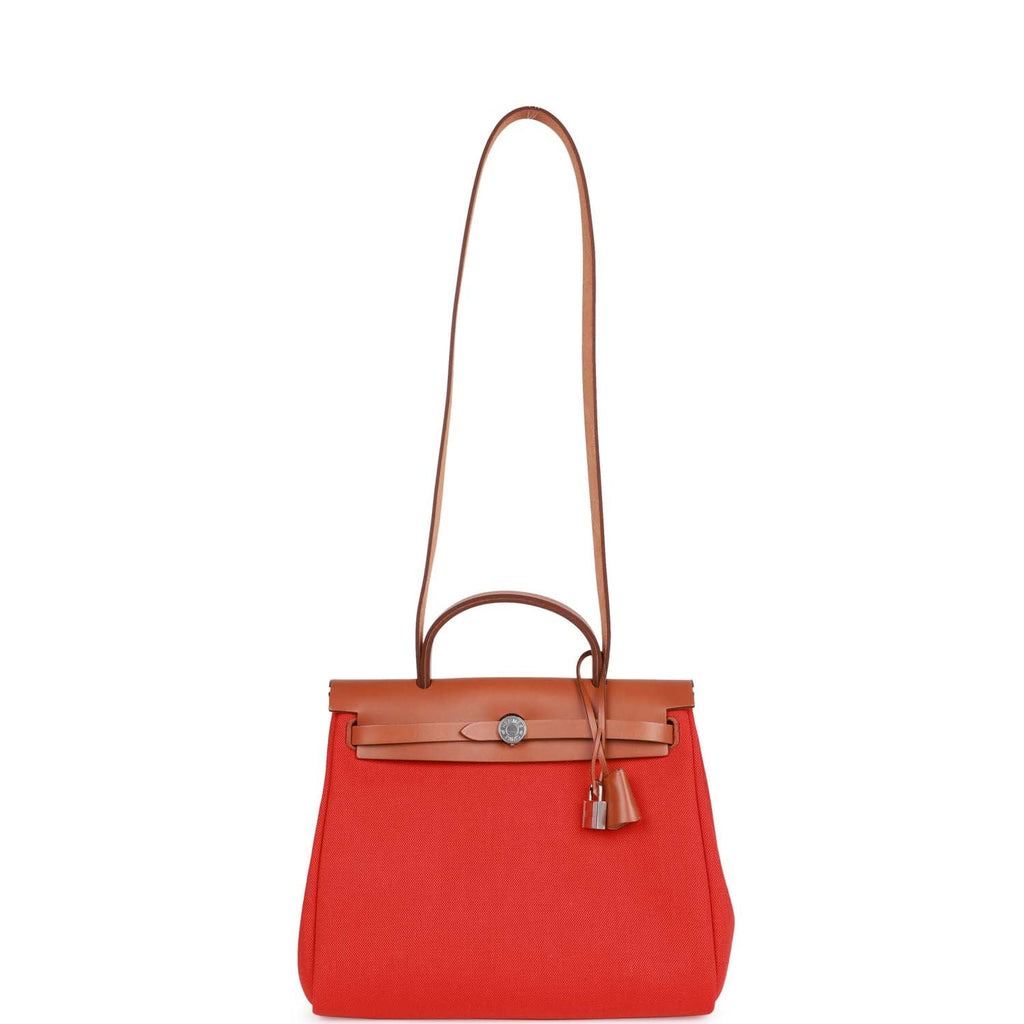 Hermès Herbag Zip PM 31 Capucine Toile H Berline Vache Fauve Hunter Naturel Palladium Hardware
