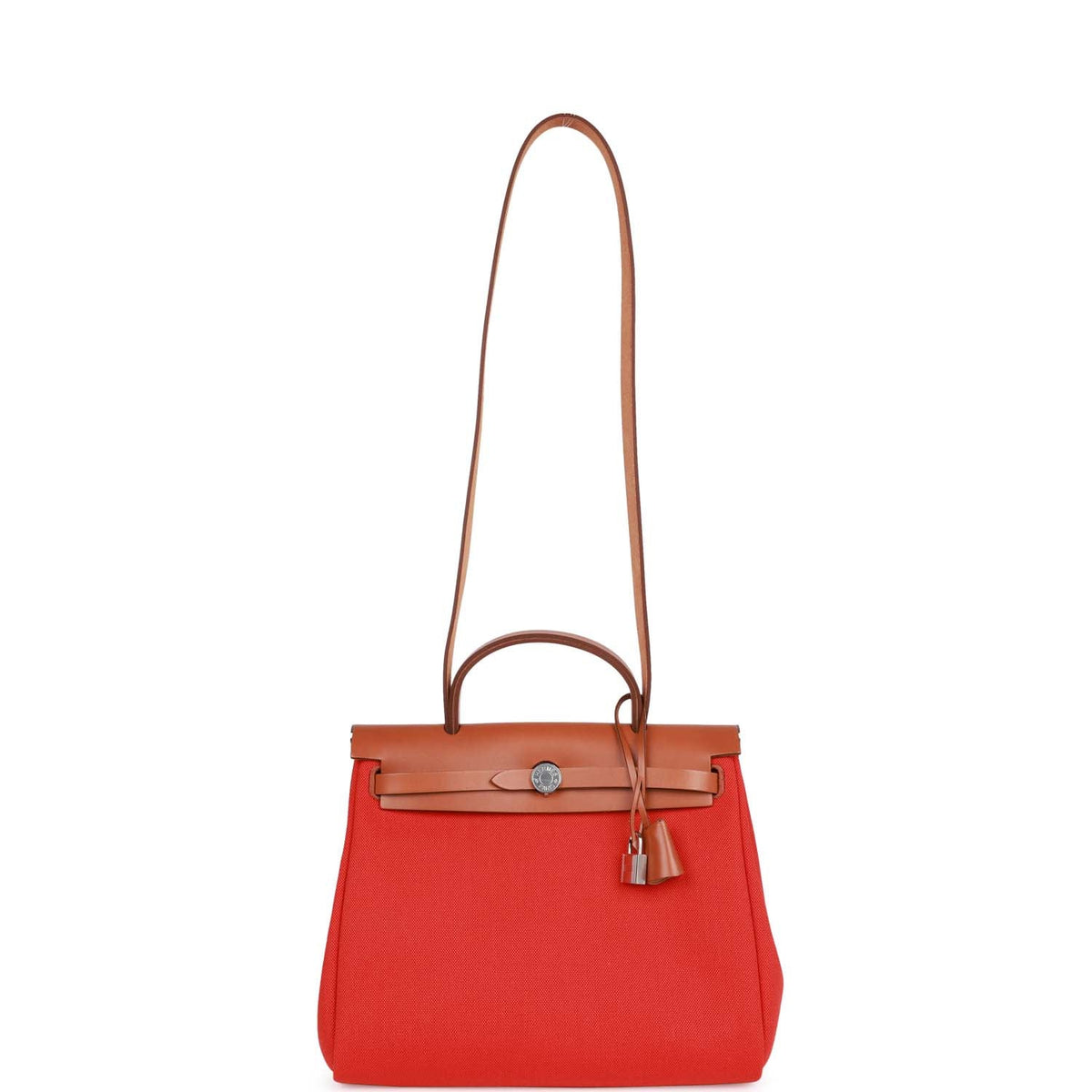 Hermès Herbag Zip PM 31 Capucine Toile H Berline Vache Fauve Hunter Naturel Palladium Hardware