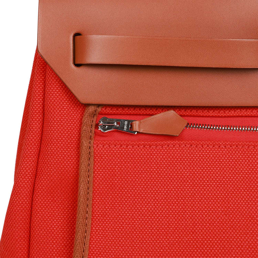Hermès Herbag Zip PM 31 Capucine Toile H Berline Vache Fauve Hunter Naturel Palladium Hardware