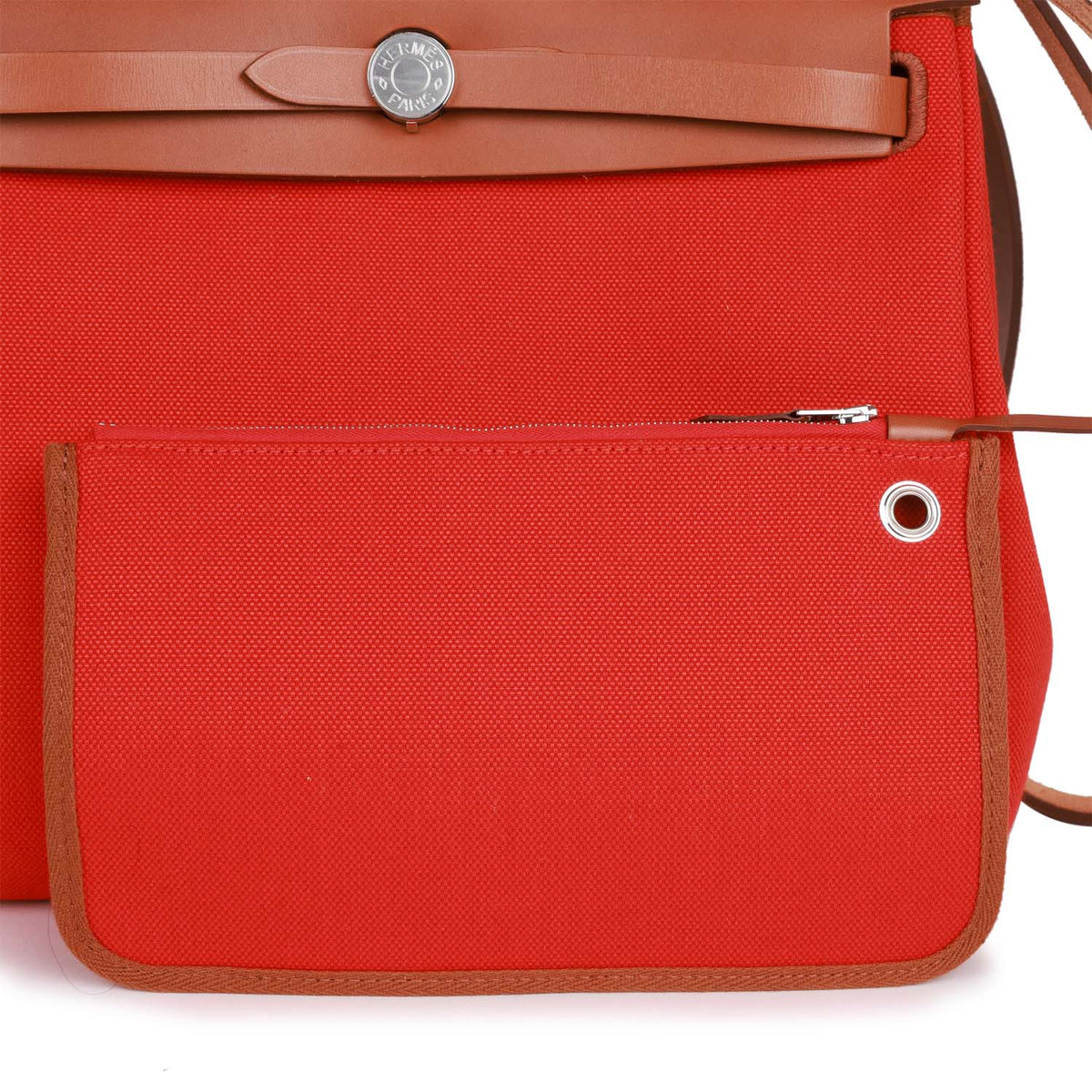 Hermès Herbag Zip PM 31 Capucine Toile H Berline Vache Fauve Hunter Naturel Palladium Hardware