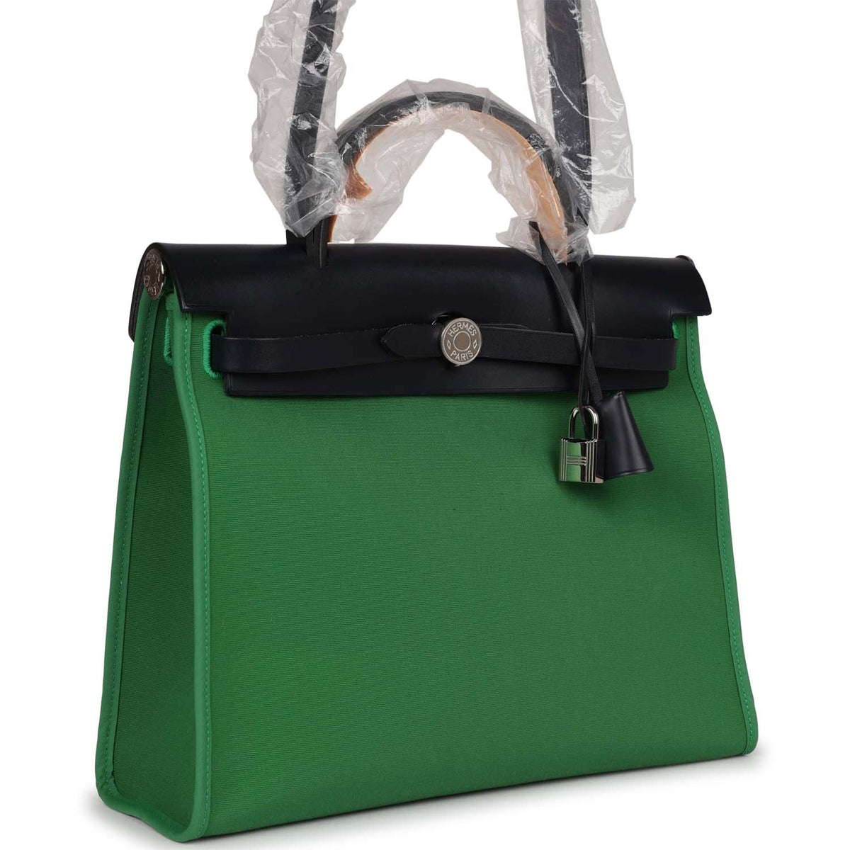 Hermès Herbag Zip PM 31 Bambou Toile H/Bleu Indigo Vache Hunter Palladium Hardware