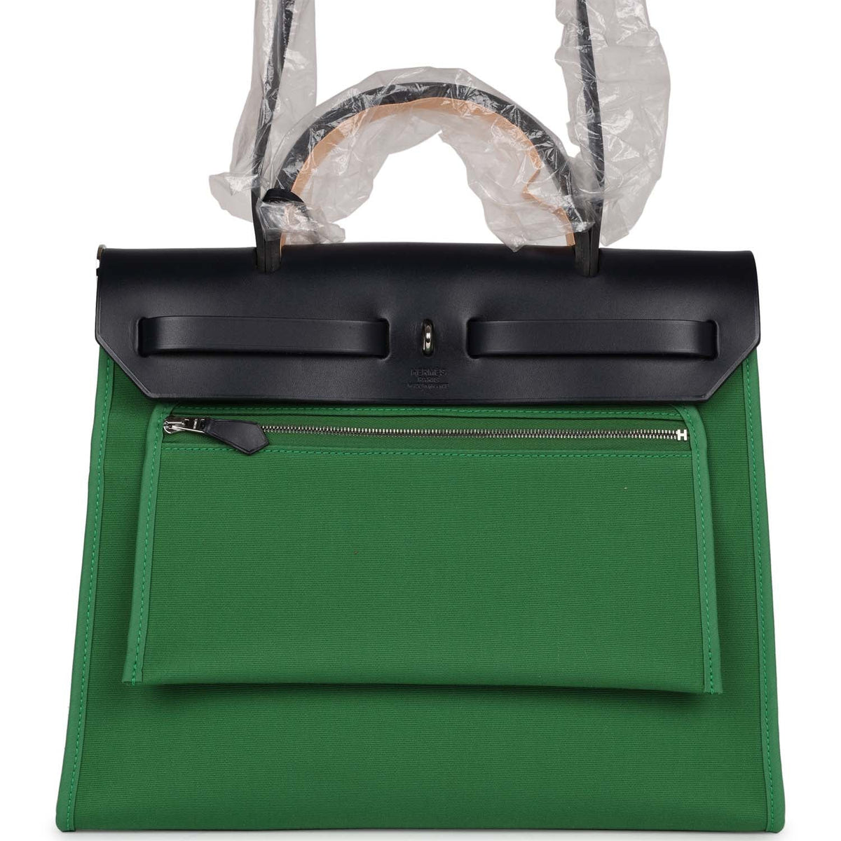 Hermès Herbag Zip PM 31 Bambou Toile H/Bleu Indigo Vache Hunter Palladium Hardware