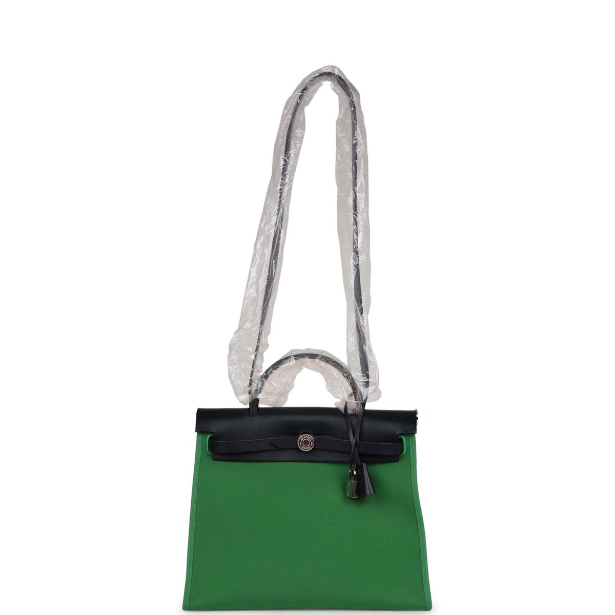 Hermès Herbag Zip PM 31 Bambou Toile H/Bleu Indigo Vache Hunter Palladium Hardware