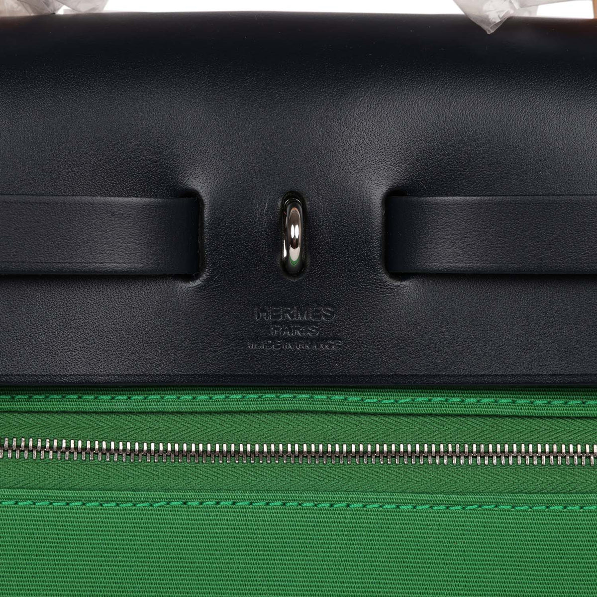 Hermès Herbag Zip PM 31 Bambou Toile H/Bleu Indigo Vache Hunter Palladium Hardware