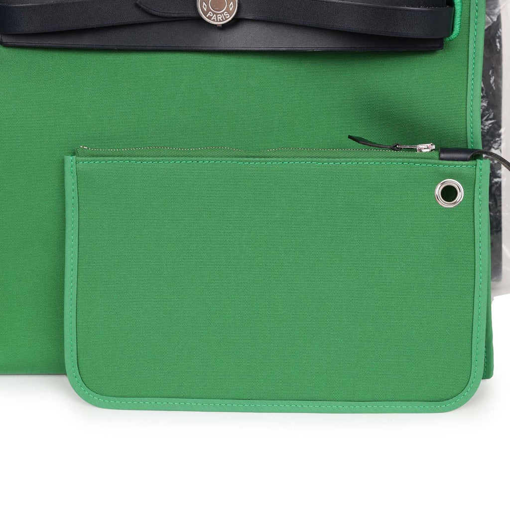Hermès Herbag Zip PM 31 Bambou Toile H/Bleu Indigo Vache Hunter Palladium Hardware