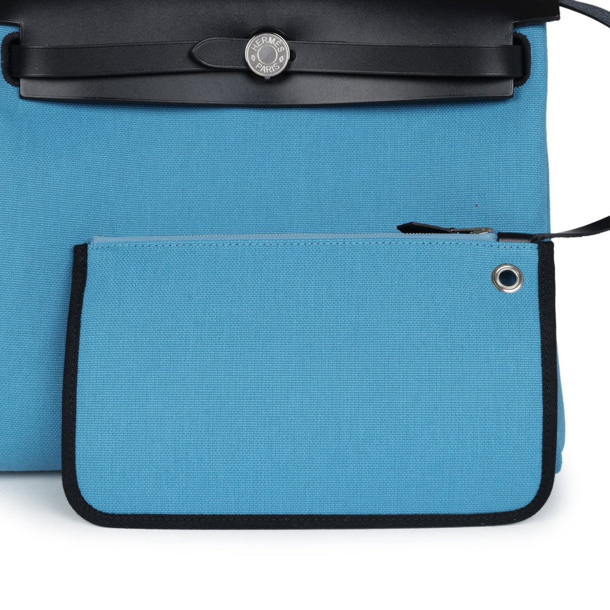 Hermès Herbag Zip PM 31 Blue Jean Toile H and Black Vache Hunter Palladium Hardware