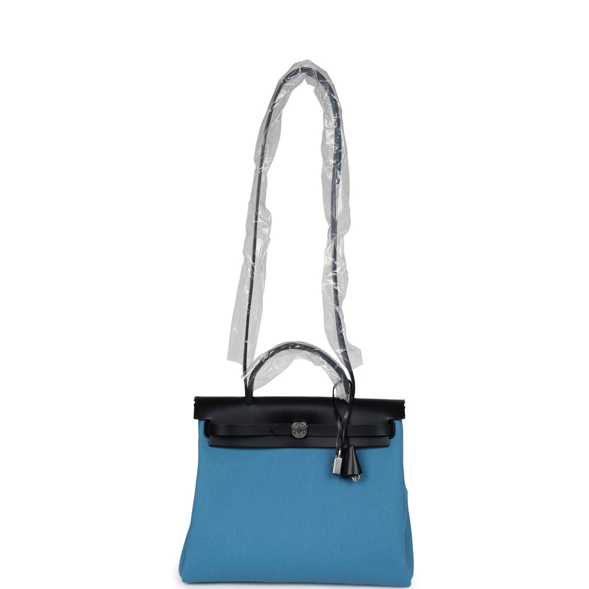 Hermès Herbag Zip PM 31 Blue Jean Toile H and Black Vache Hunter Palladium Hardware
