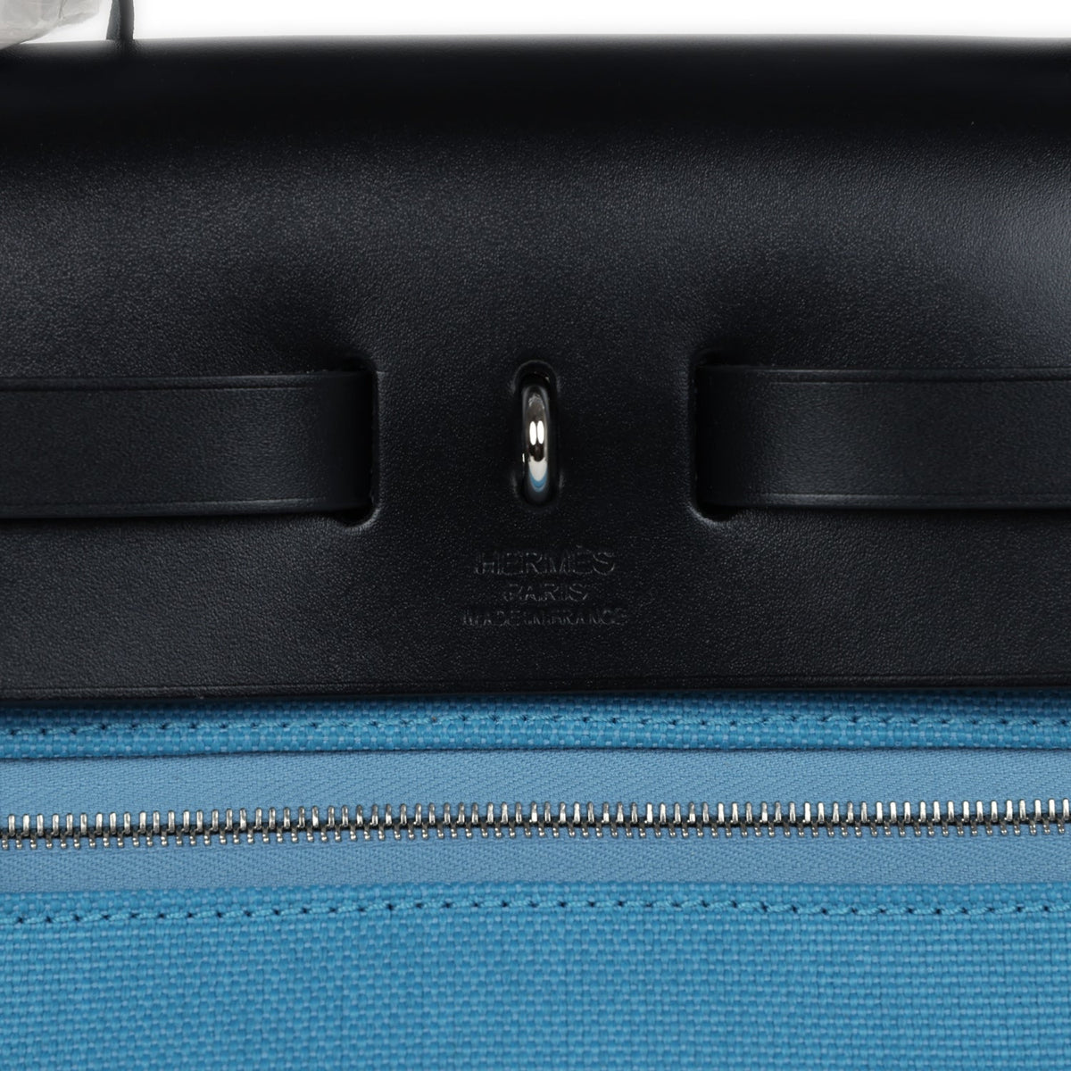 Hermès Herbag Zip PM 31 Blue Jean Toile H and Black Vache Hunter Palladium Hardware