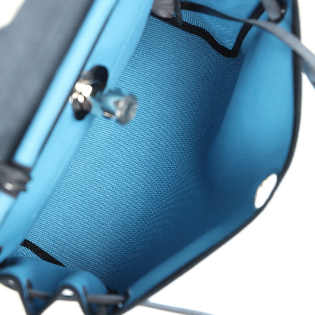 Hermès Herbag Zip PM 31 Blue Jean Toile H and Black Vache Hunter Palladium Hardware