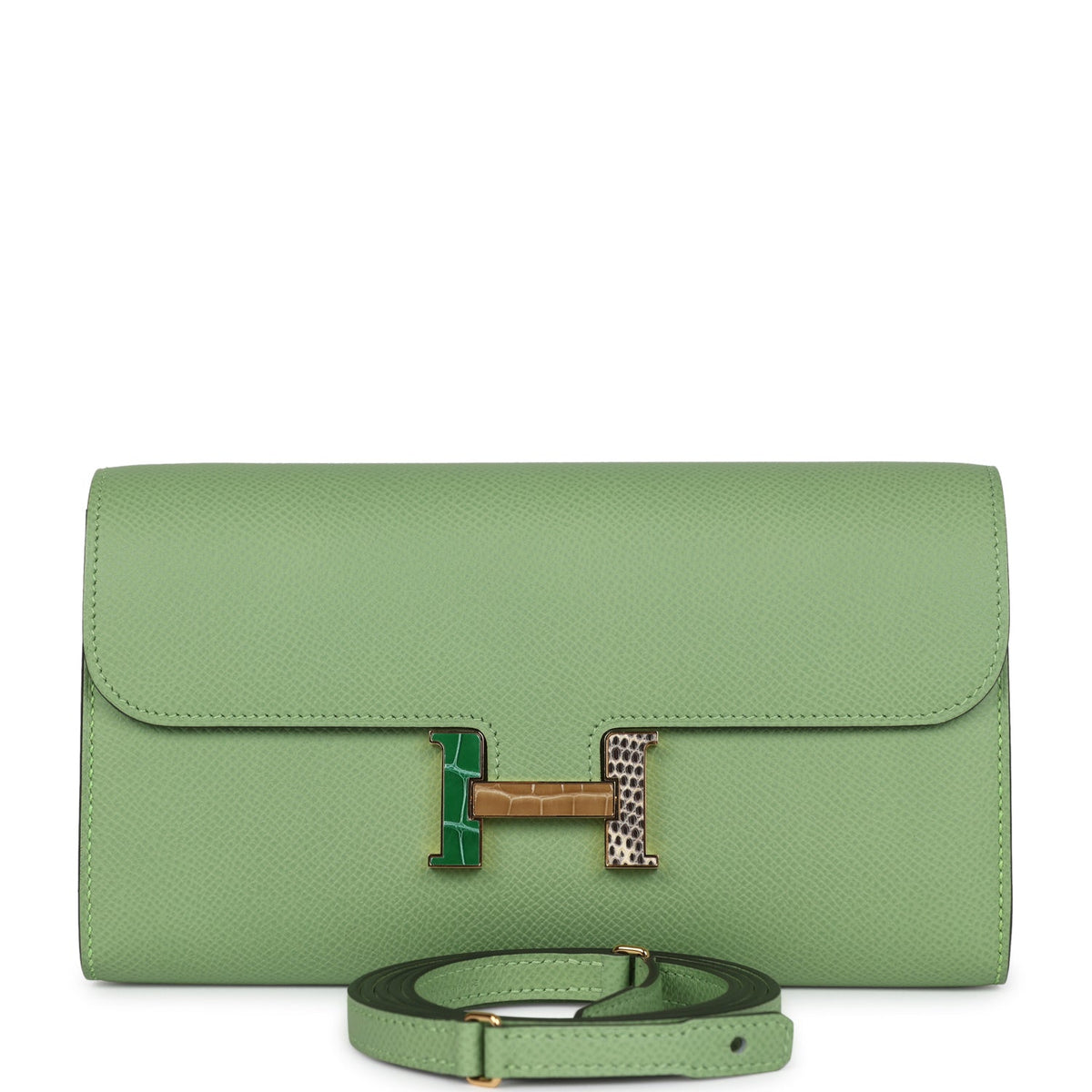 Hermès Constance Wallet To Go Vert Criquet Epsom-textured Faux Leather Marquette Gold Hardware