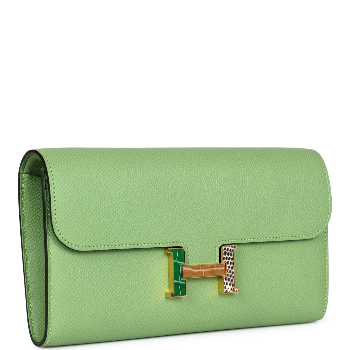 Hermès Constance Wallet To Go Vert Criquet Epsom-textured Faux Leather Marquette Gold Hardware
