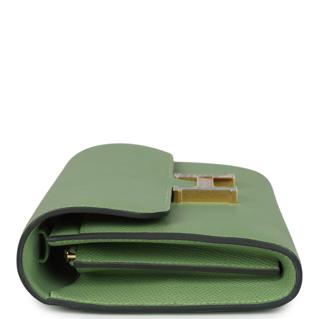 Hermès Constance Wallet To Go Vert Criquet Epsom-textured Faux Leather Marquette Gold Hardware
