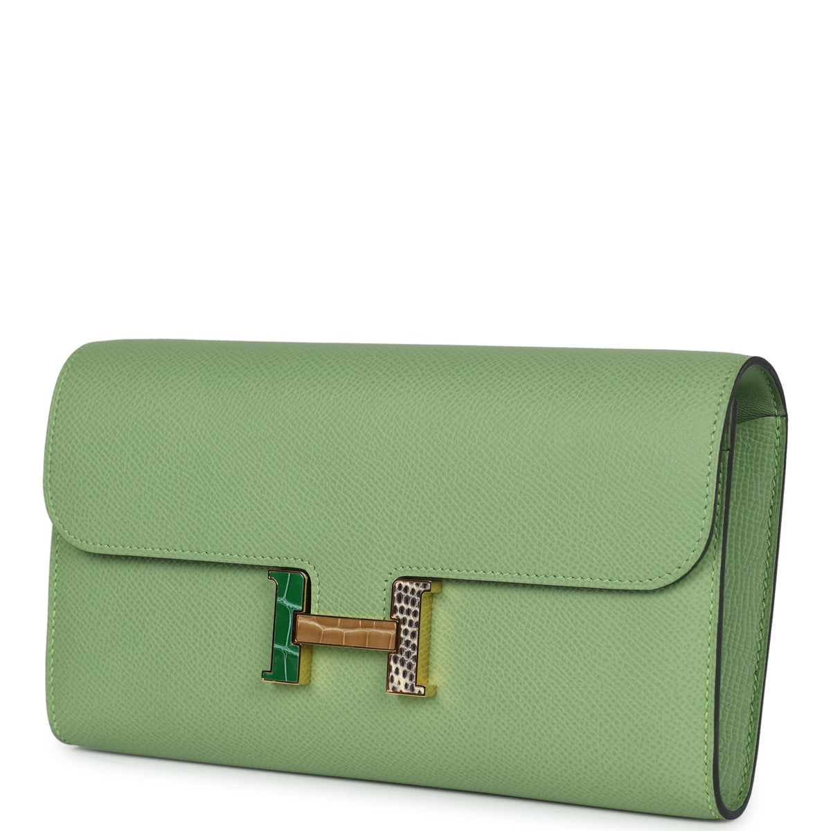 Hermès Constance Wallet To Go Vert Criquet Epsom-textured Faux Leather Marquette Gold Hardware