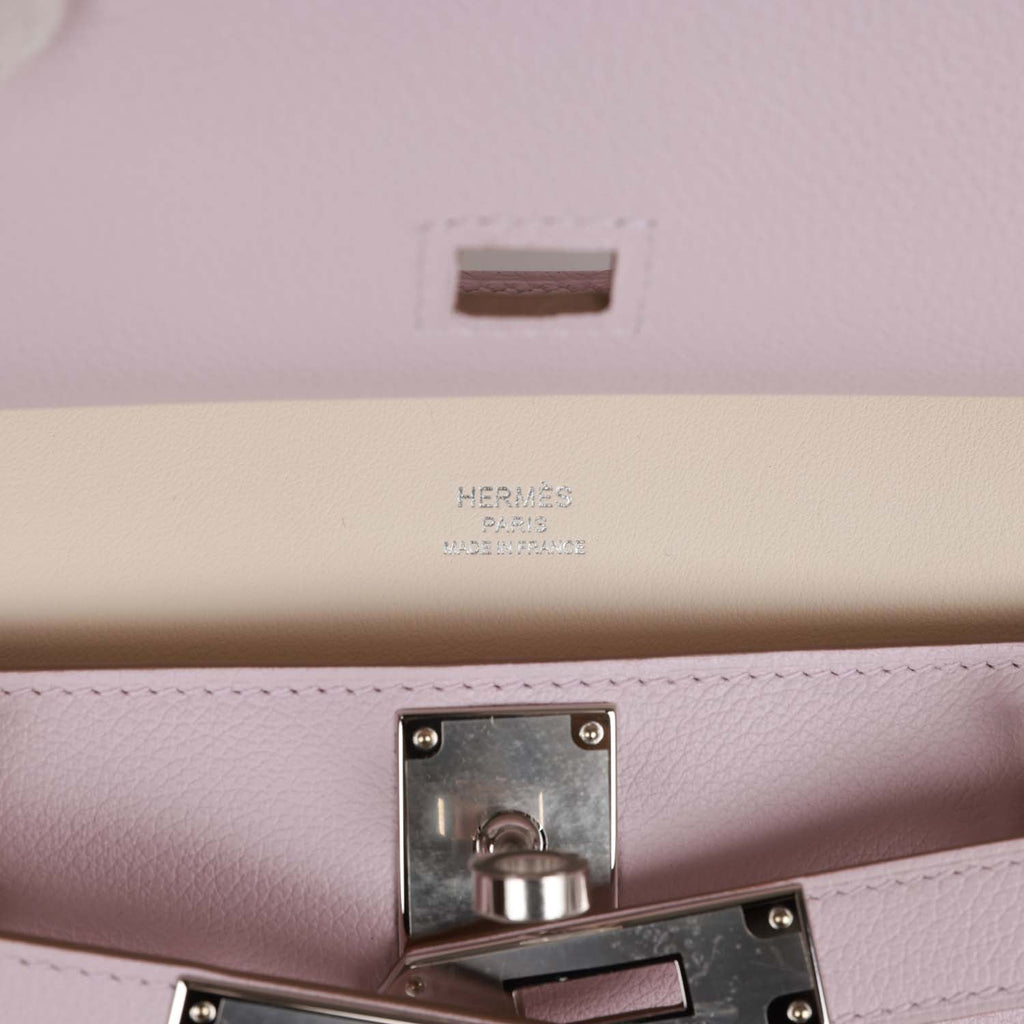 Hermès Mini Jypsiere Mauve Pale Verso Evercolor Palladium Hardware
