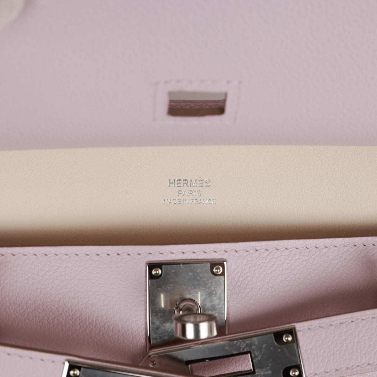 Hermès Mini Jypsiere Mauve Pale Verso Evercolor Palladium Hardware