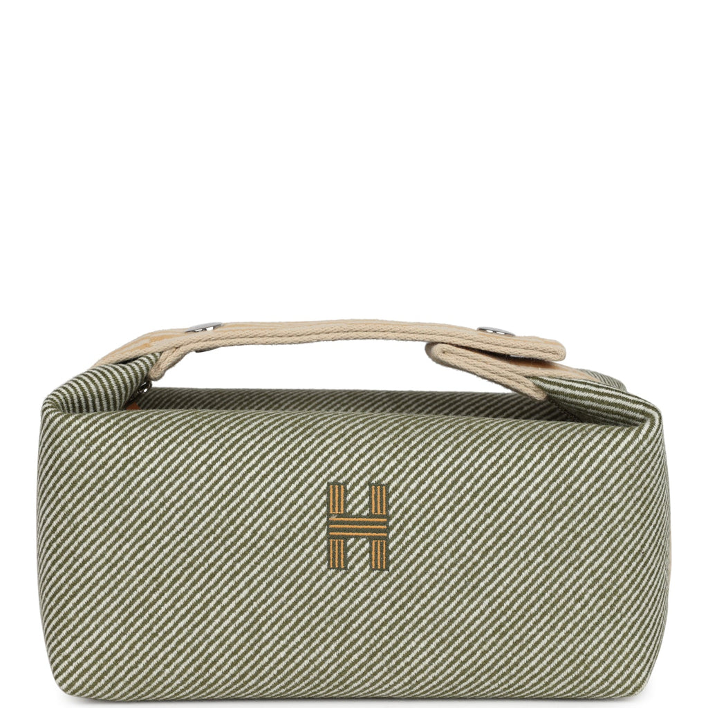 Hermès Bride-A-Brac PM Vert Foret H Natte Canvas and Wool Palladium Hardware