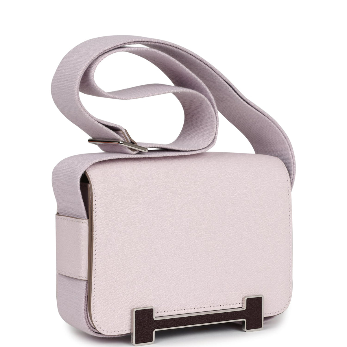 Hermès Geta Mauve Pale and Rouge Sellier Chevre Palladium Hardware