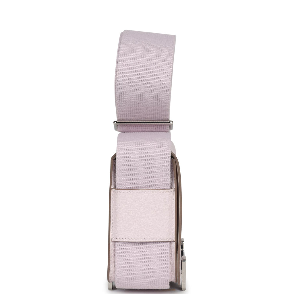 Hermès Geta Mauve Pale and Rouge Sellier Chevre Palladium Hardware