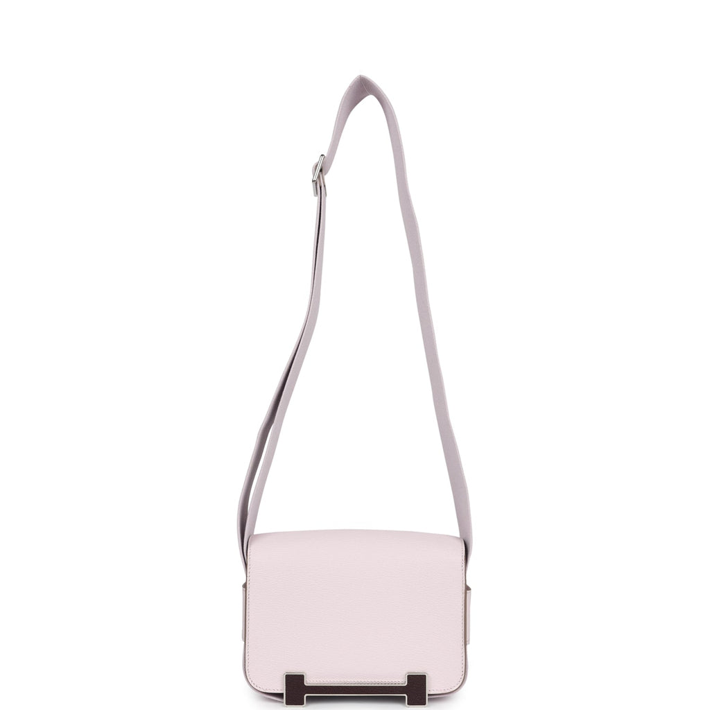 Hermès Geta Mauve Pale and Rouge Sellier Chevre Palladium Hardware