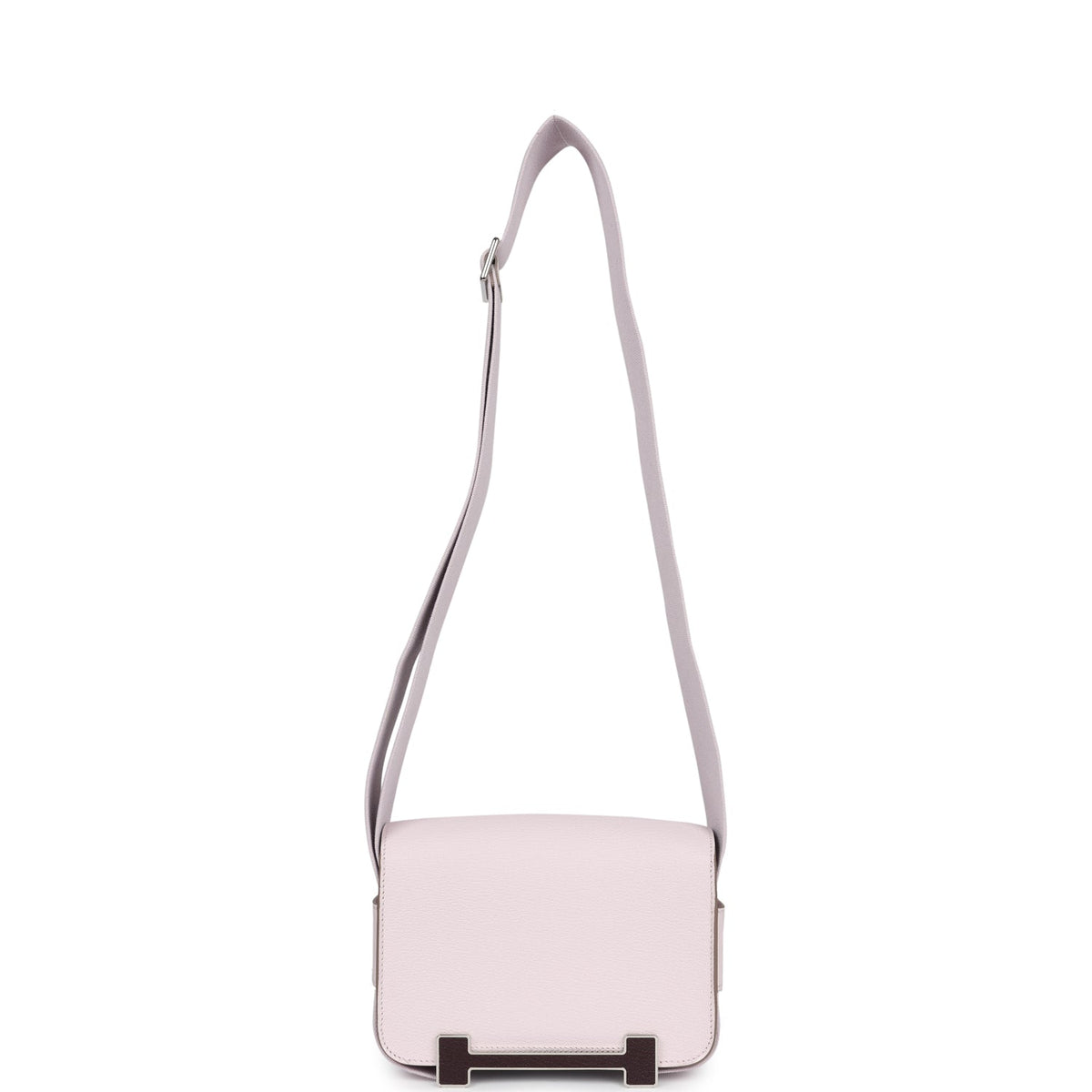 Hermès Geta Mauve Pale and Rouge Sellier Chevre Palladium Hardware