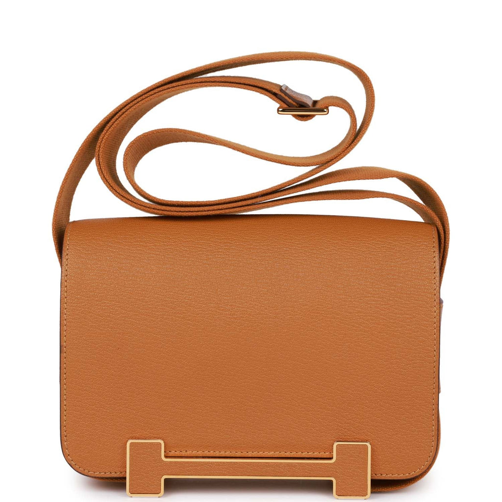 Hermès Geta Caramel Chevre Gold Hardware