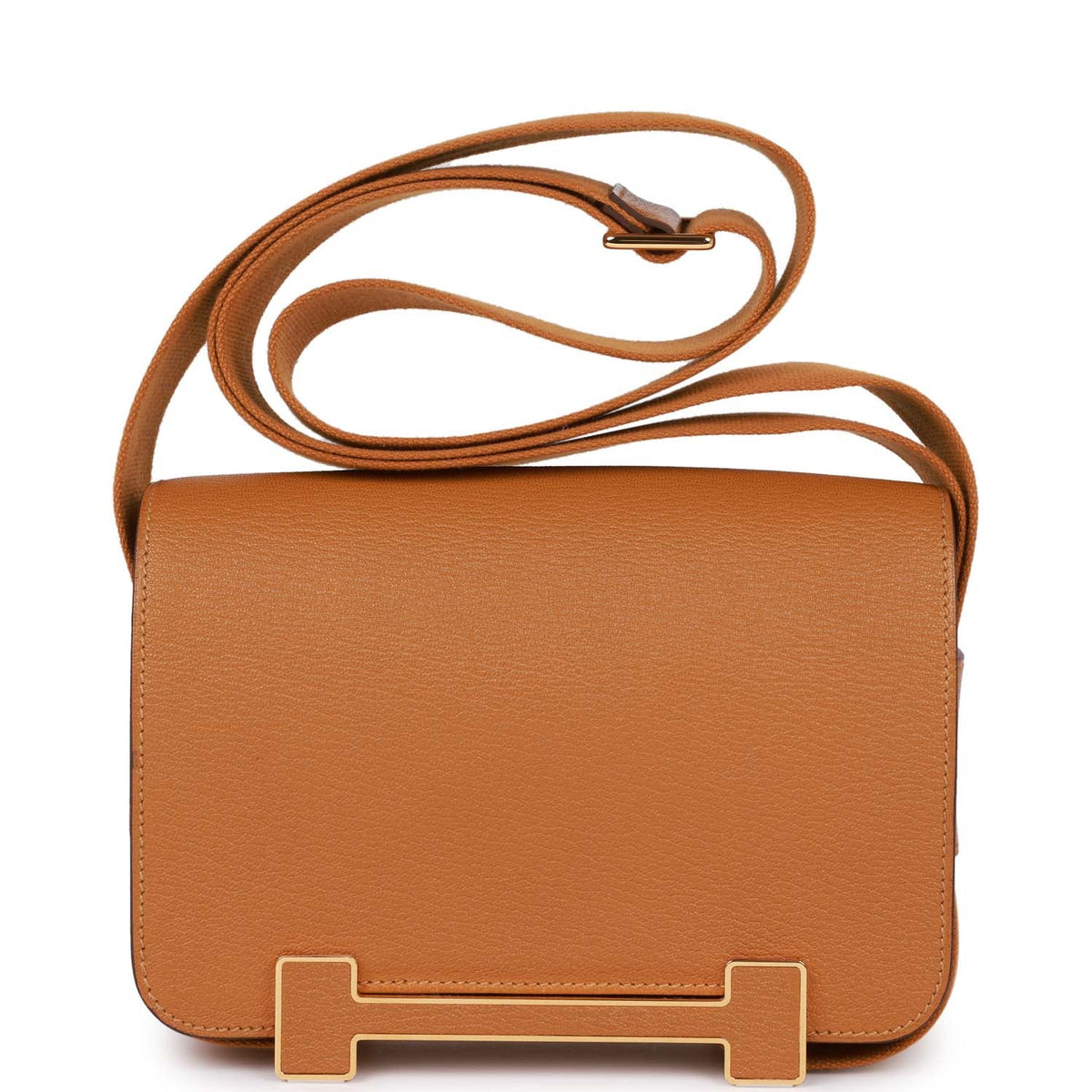 Hermès Geta Caramel Chevre Gold Hardware