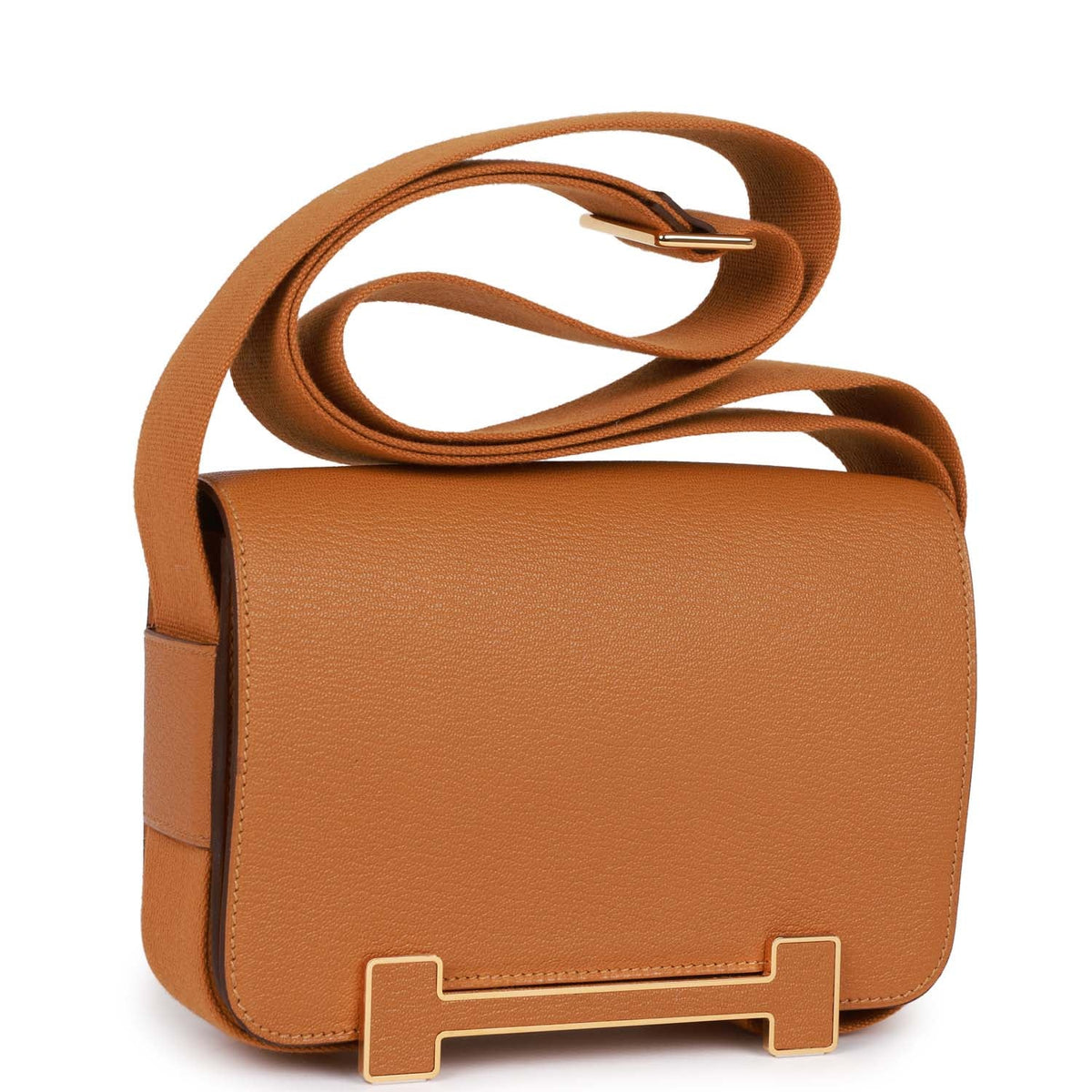 Hermès Geta Caramel Chevre Gold Hardware