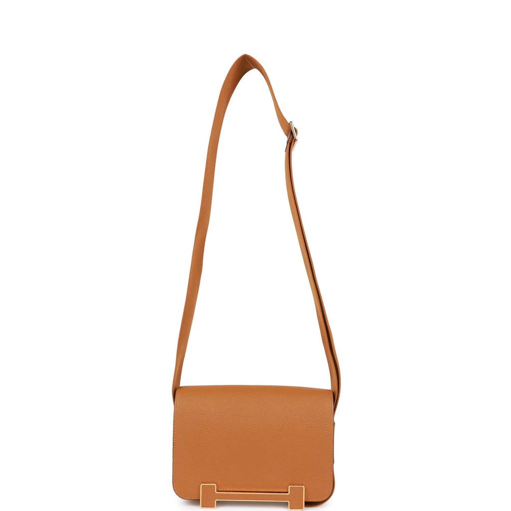 Hermès Geta Caramel Chevre Gold Hardware