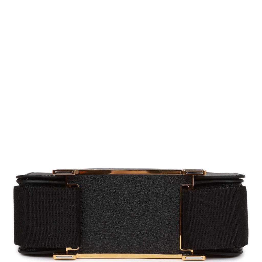 Hermès Geta Black Chevre Gold Hardware