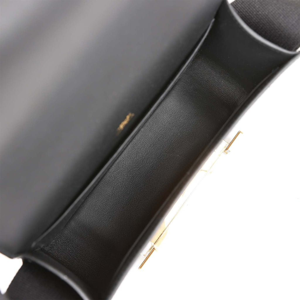 Hermès Geta Black Chevre Gold Hardware