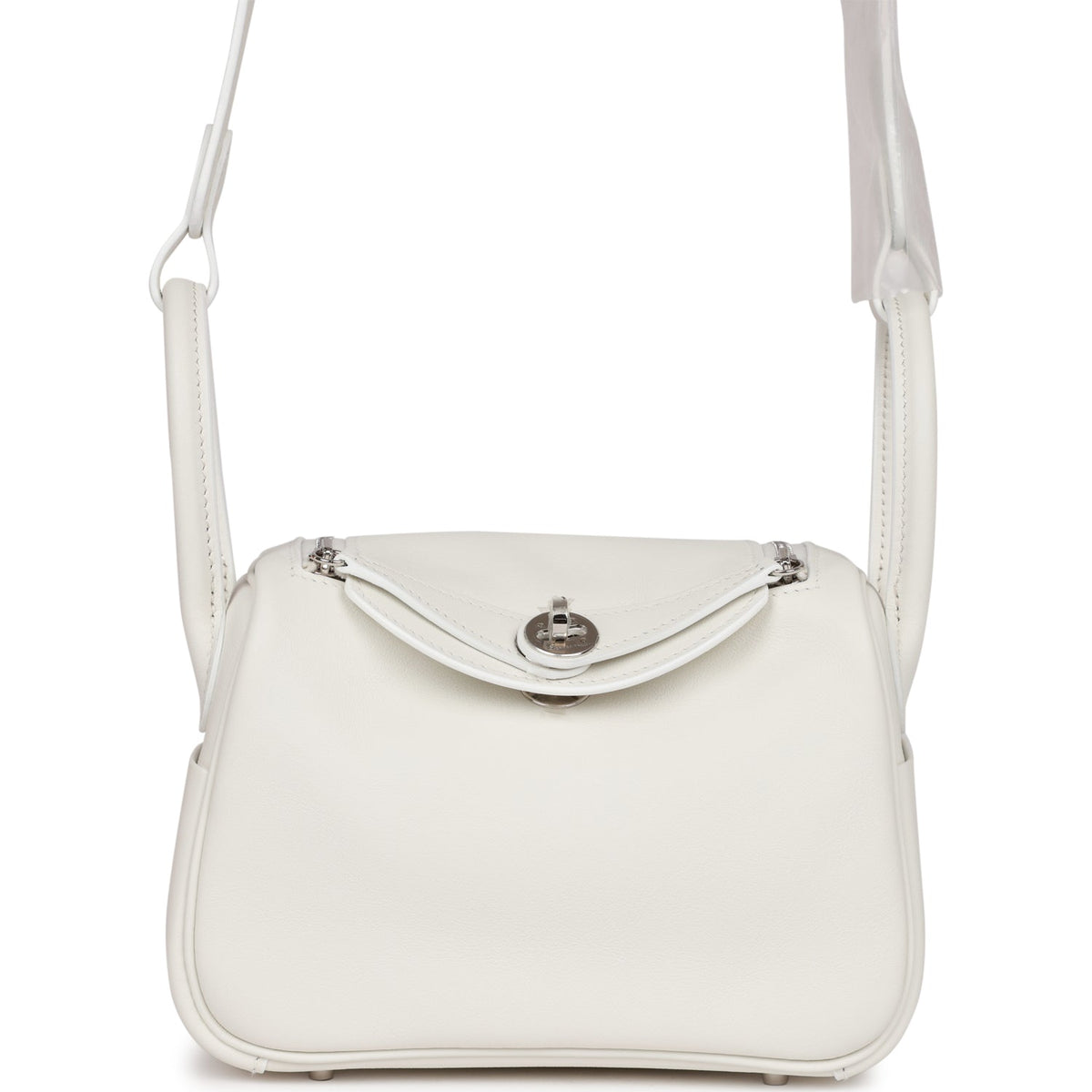 Hermès Mini Lindy White Swift Palladium Hardware
