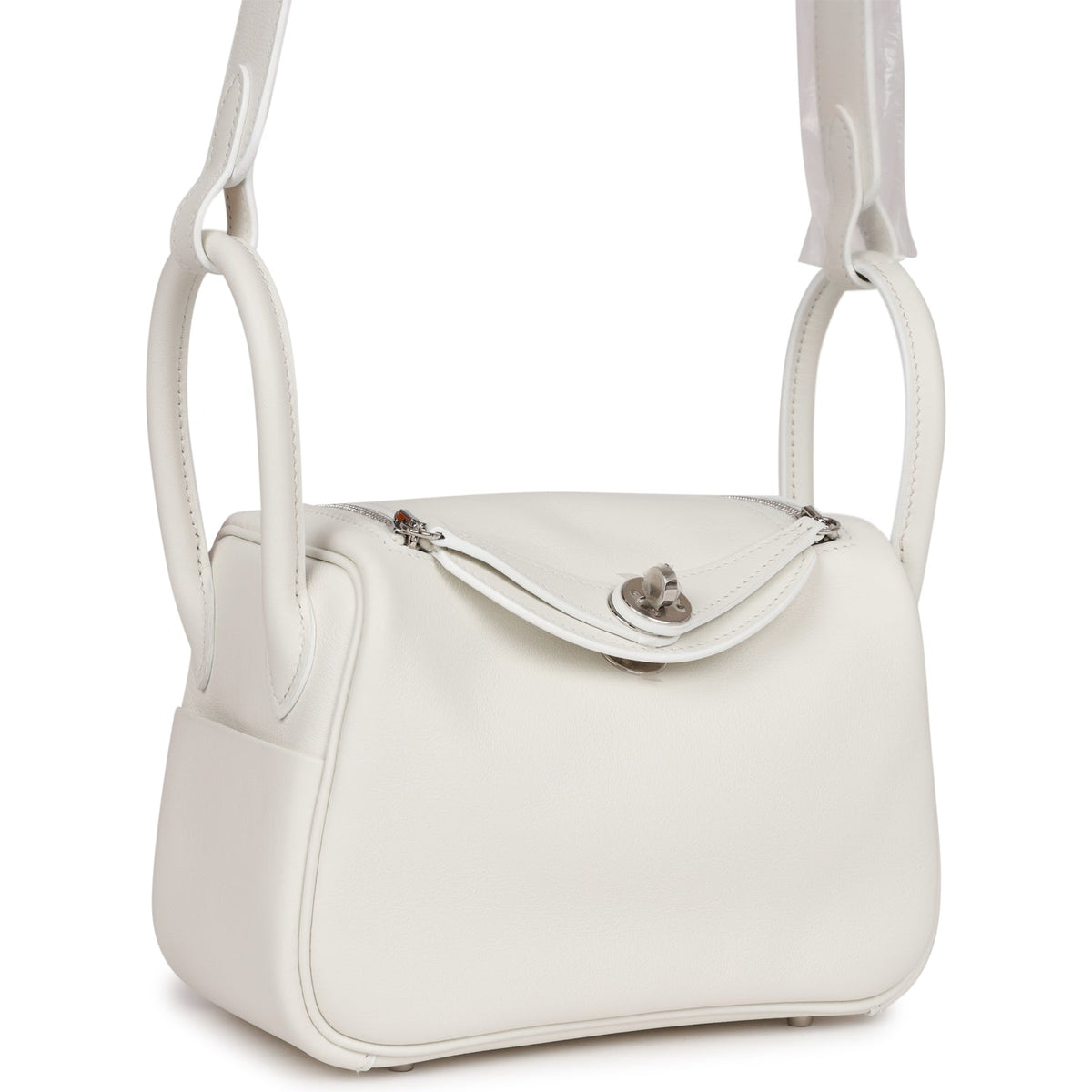Hermès Mini Lindy White Swift Palladium Hardware