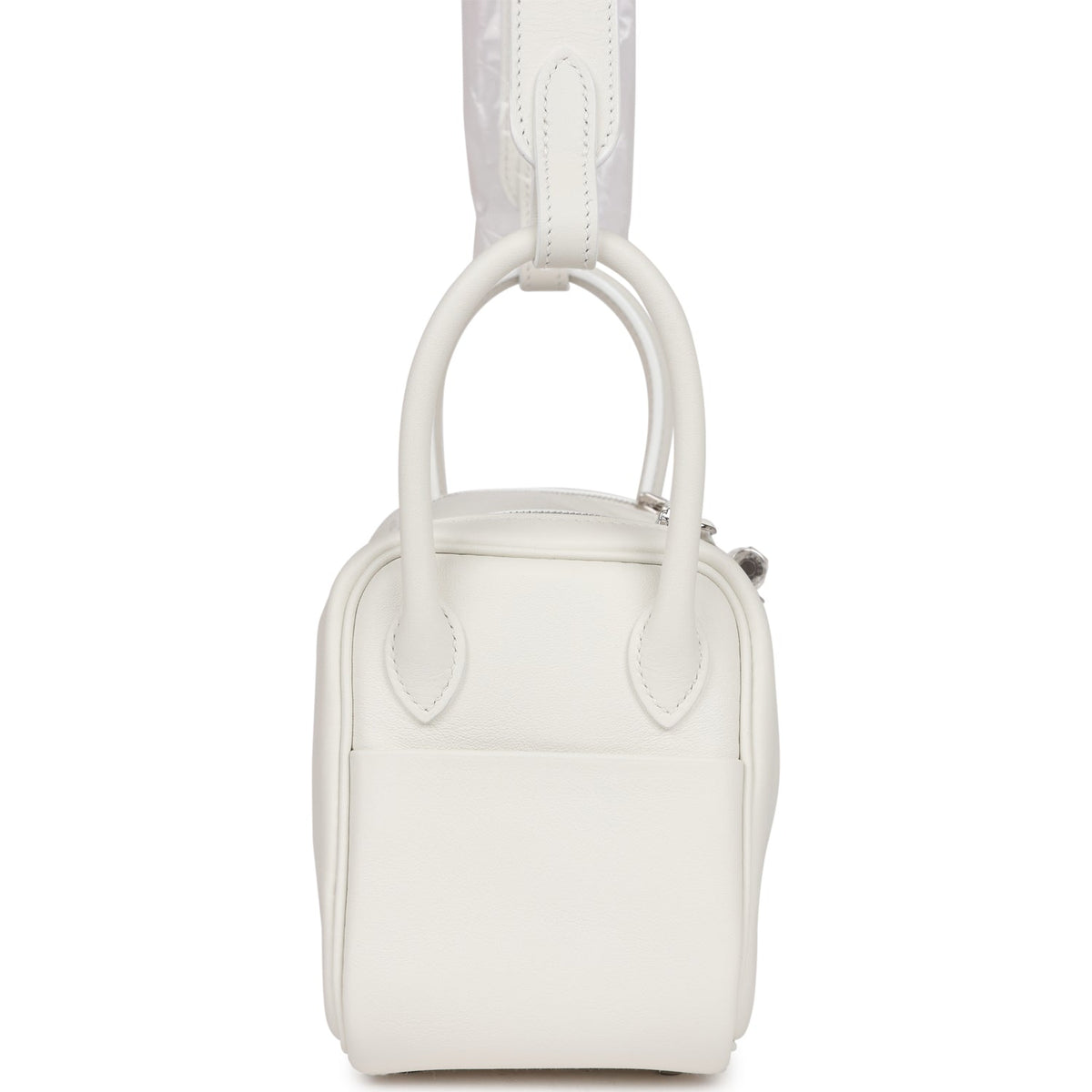 Hermès Mini Lindy White Swift Palladium Hardware
