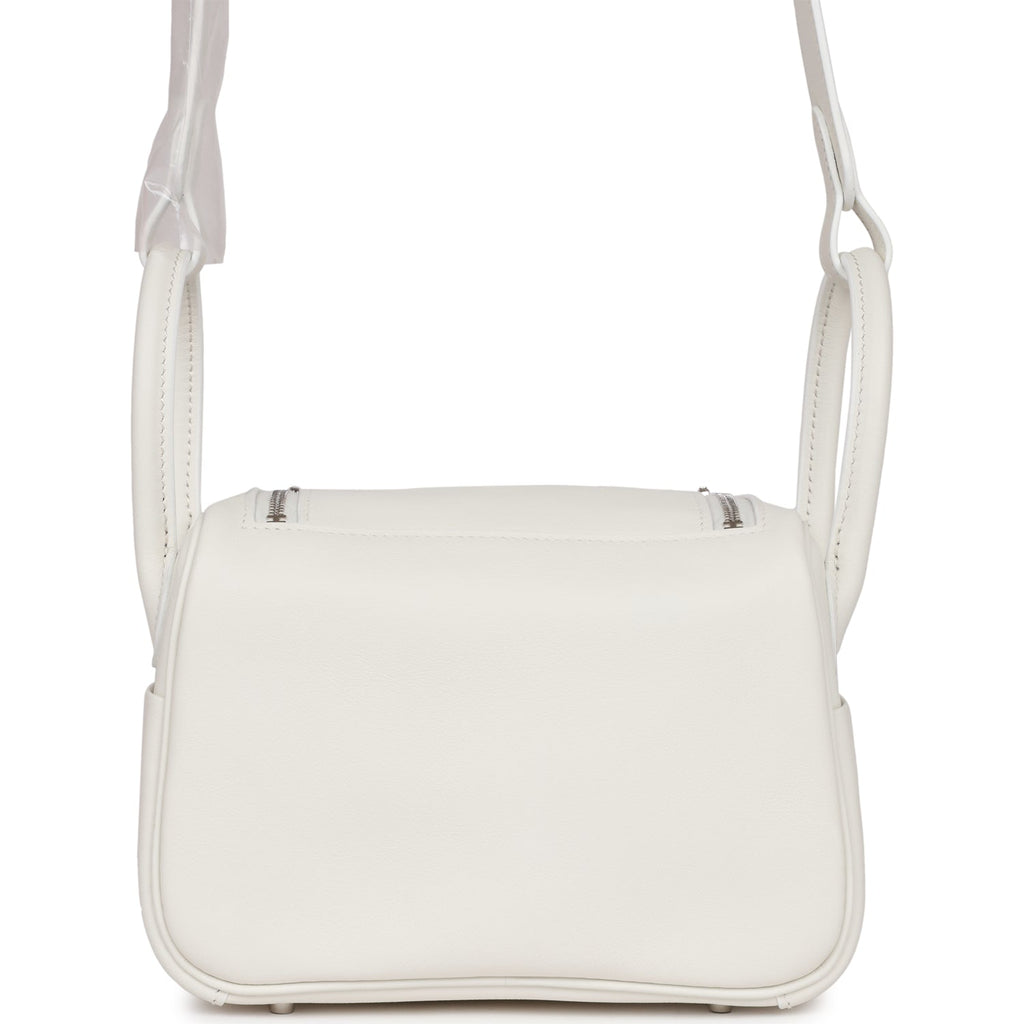 Hermès Mini Lindy White Swift Palladium Hardware