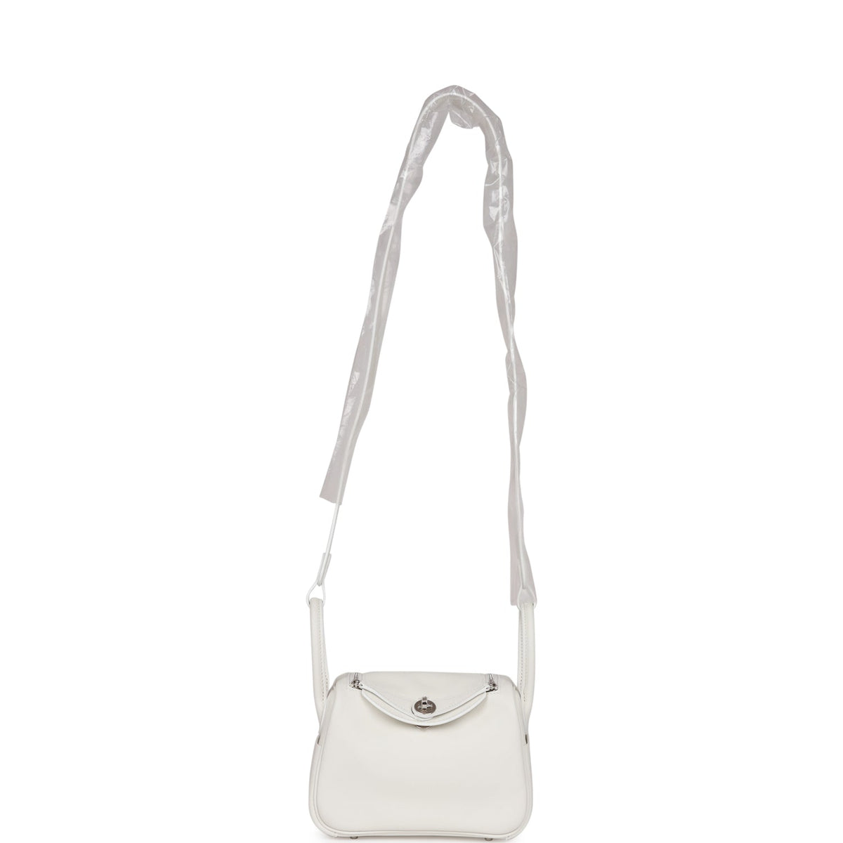 Hermès Mini Lindy White Swift Palladium Hardware
