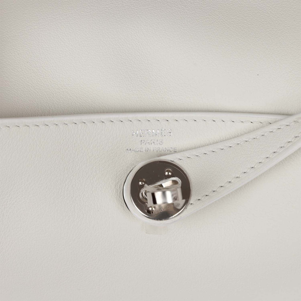Hermès Mini Lindy White Swift Palladium Hardware