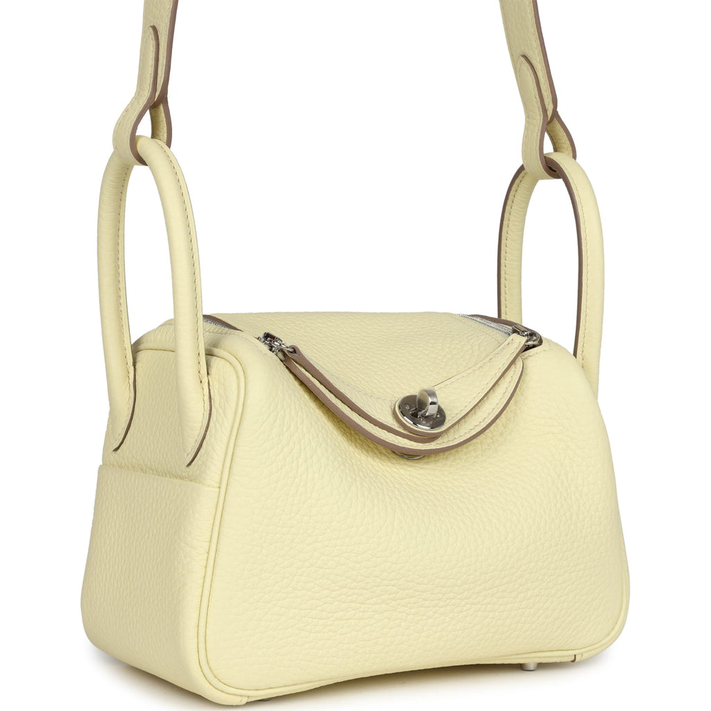 Hermès Mini Lindy Jaune Milton Clemence Palladium Hardware