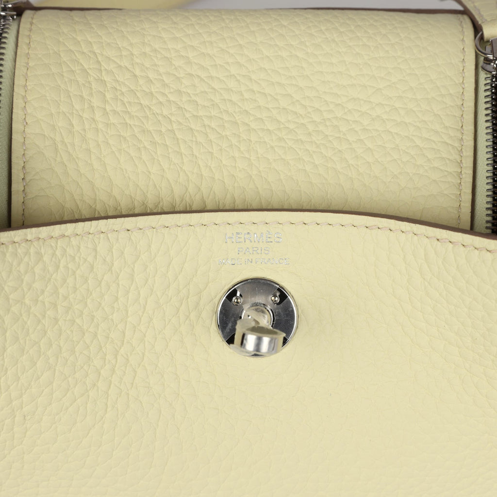 Hermès Mini Lindy Jaune Milton Clemence Palladium Hardware