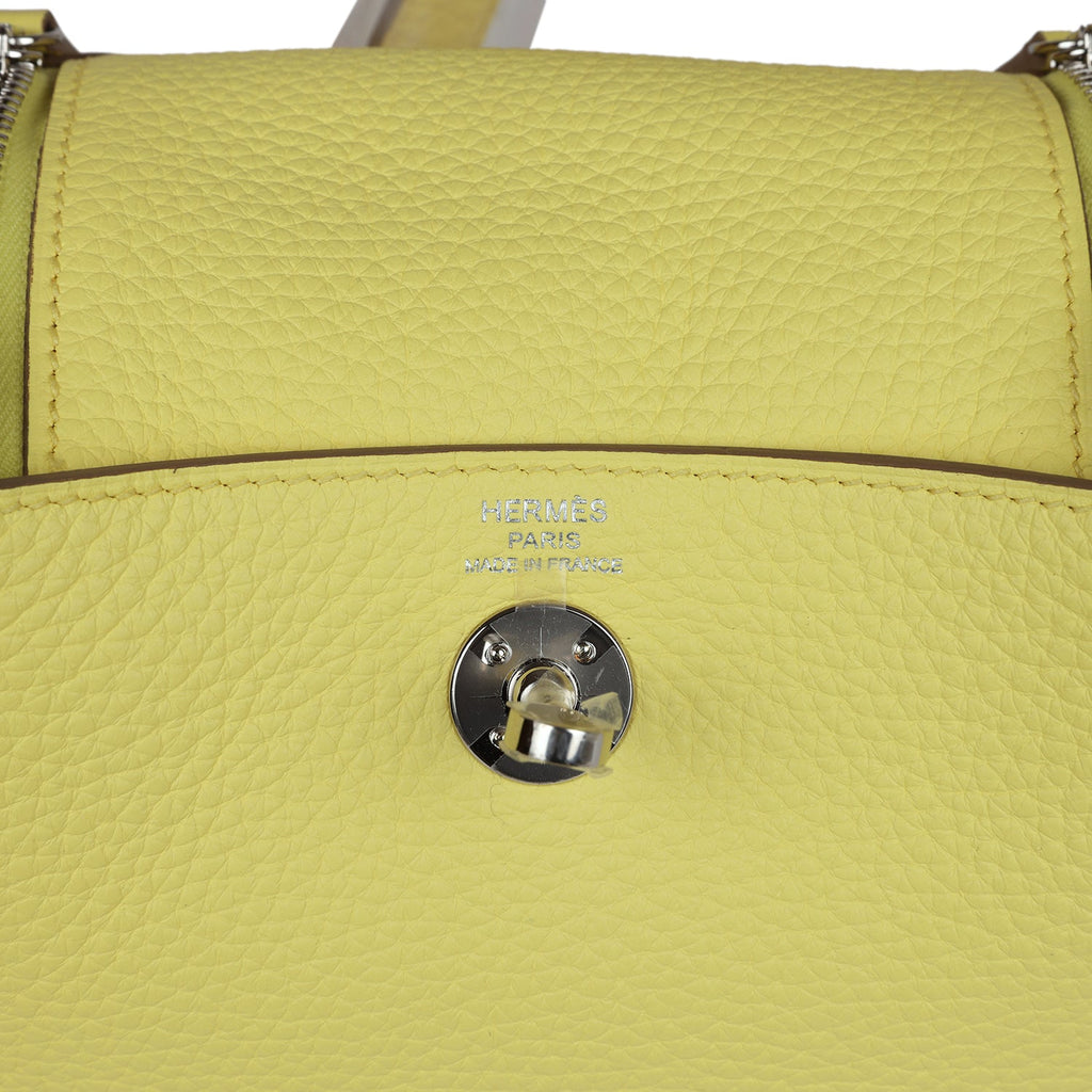 Hermès Mini Lindy Limoncello Clemence Palladium Hardware
