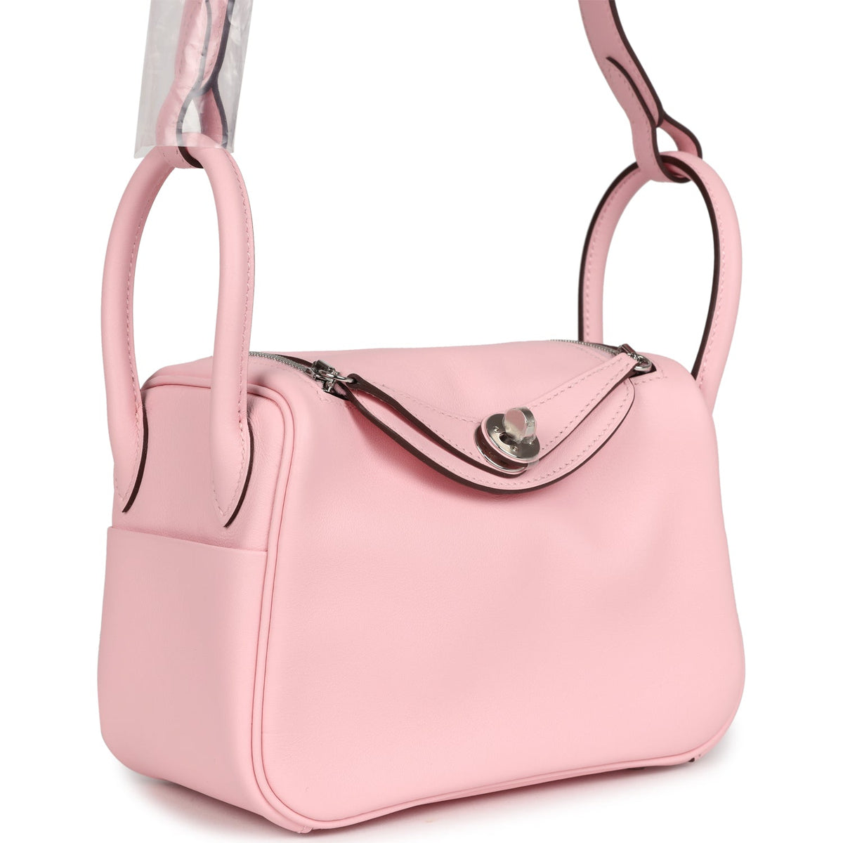 Hermès Mini Lindy Rose Sakura Swift Palladium Hardware