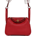 Hermès Mini Lindy Rouge Casaque Swift Gold Hardware
