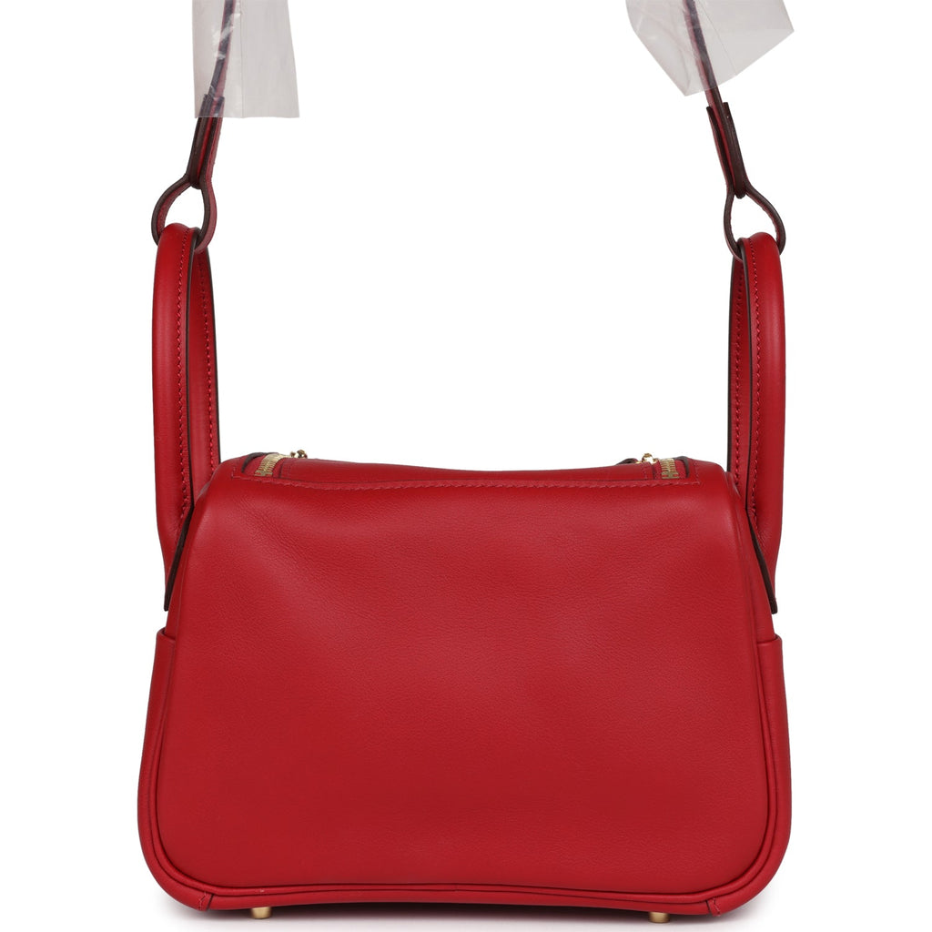 Hermès Mini Lindy Rouge Casaque Swift Gold Hardware