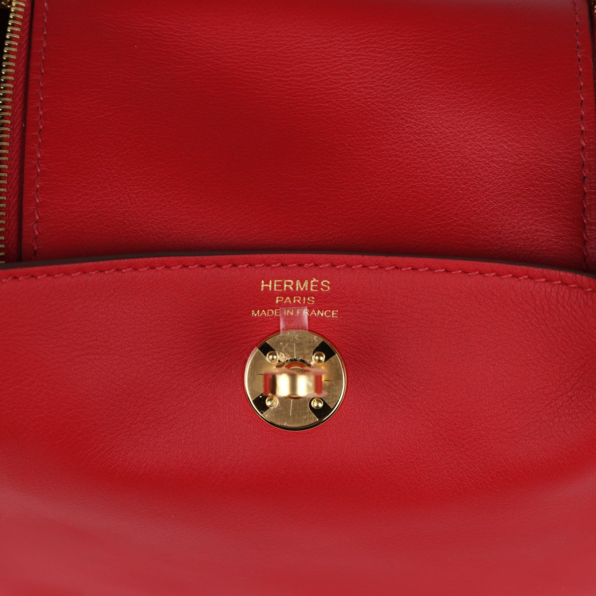 Hermès Mini Lindy Rouge Casaque Swift Gold Hardware