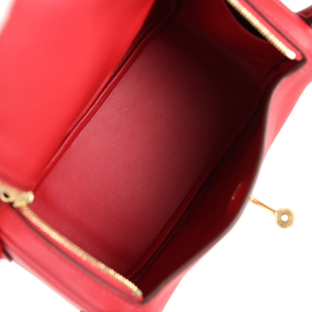 Hermès Mini Lindy Rouge Casaque Swift Gold Hardware